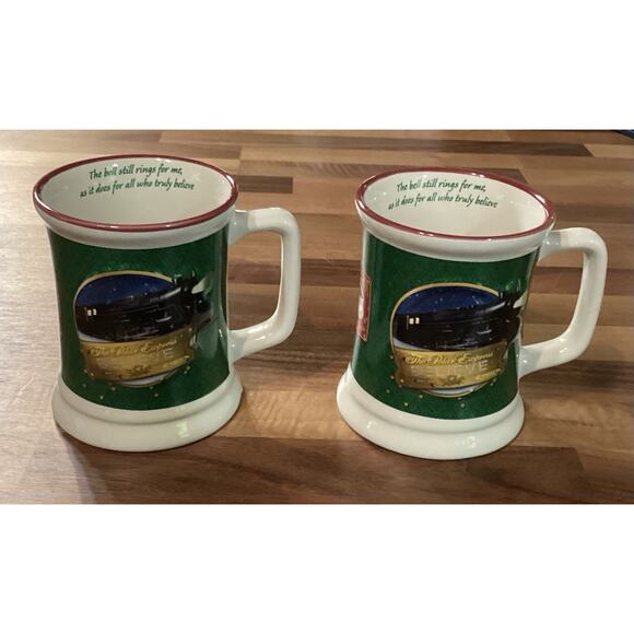 Set Of 2 The Polar Express Train “Believe” Coffee Cup Mugs Christmas 3D - Picture 1 of 10